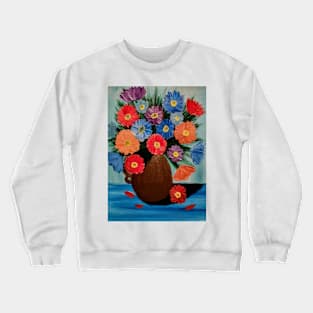 Some abstract flowers in a vintage gold vase jug Crewneck Sweatshirt